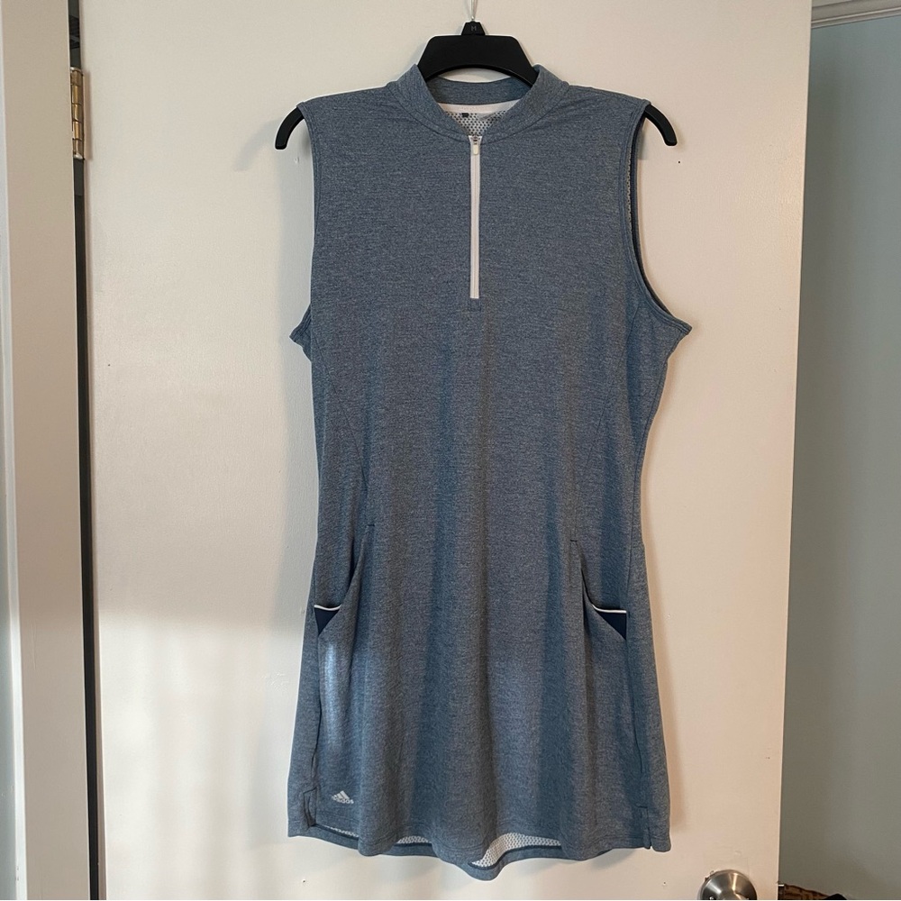Adidas 3 Stripe Tennis/Golf Dress Blue/White Women’s L Athletic Outdoor Sports